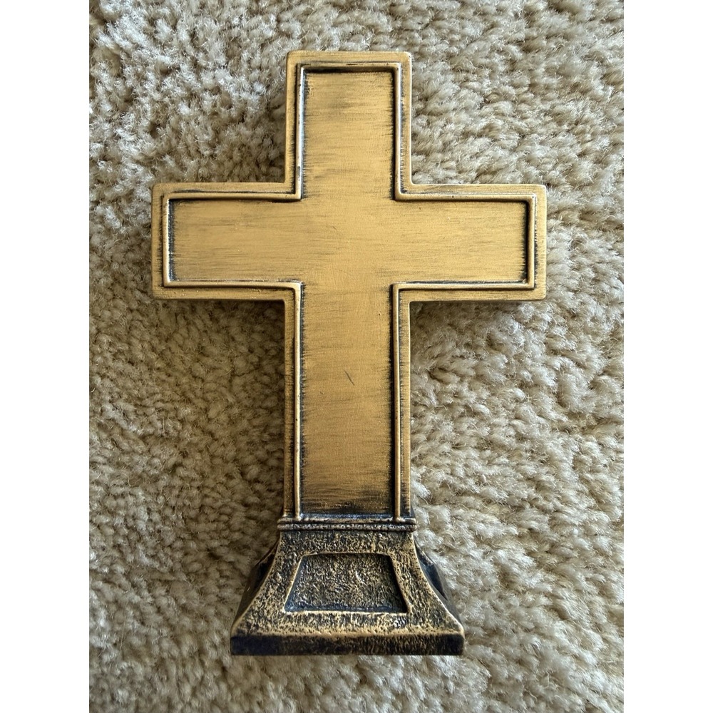 Vintage 1999 Batesville Casket LifeSymbols Cross Medallion Gold Funeral Corner